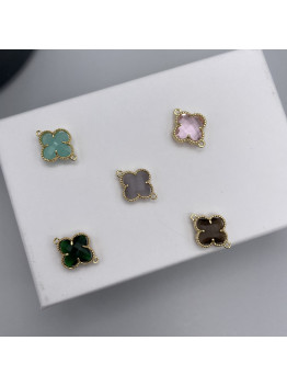 Коннектор в стиле Van Cleef с ювелирным стеклом 16*12мм