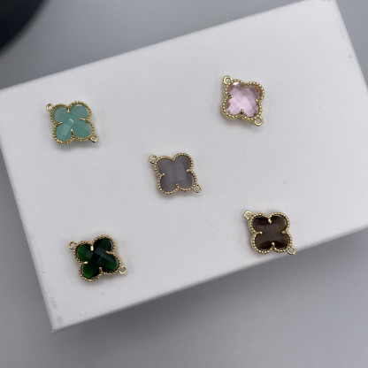 Коннектор в стиле Van Cleef с ювелирным стеклом 16*12мм